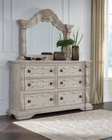 Bruchandi Antique White Upholstered Panel Bedroom Set by Ashley at Eve Furniture