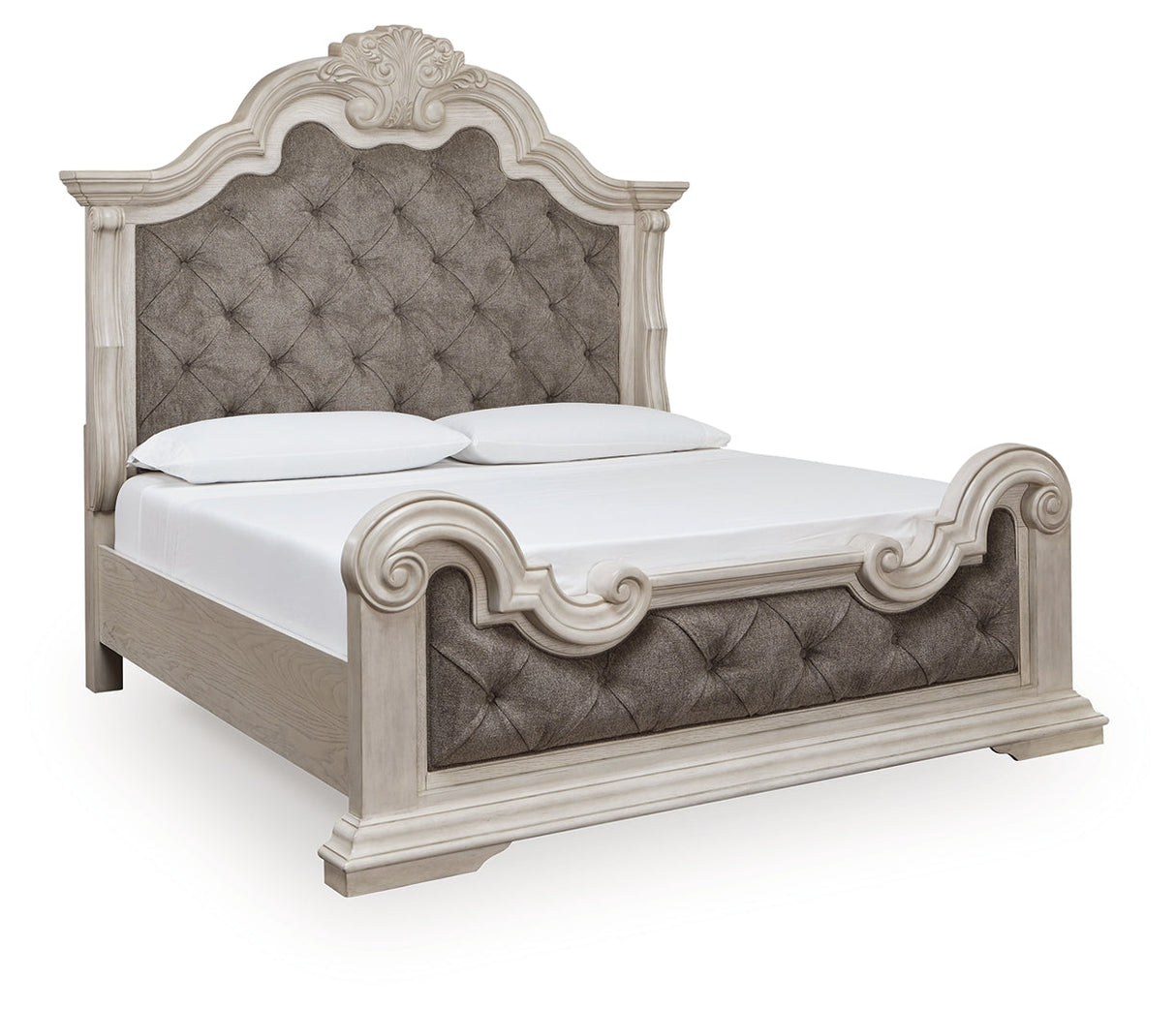 Bruchandi Antique White Upholstered Panel Bedroom Set by Ashley at Eve Furniture