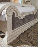Bruchandi Antique White Upholstered Panel Bedroom Set by Ashley at Eve Furniture