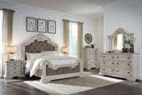 Bruchandi Antique White Upholstered Panel Bedroom Set by Ashley at Eve Furniture