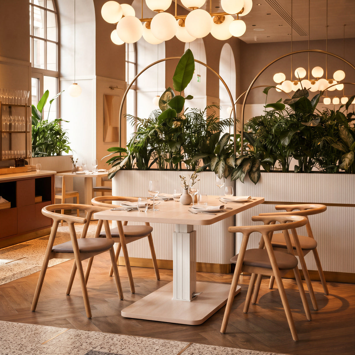 Brule Natural Adjustable Dining Table by Zuomod at Eve Furniture