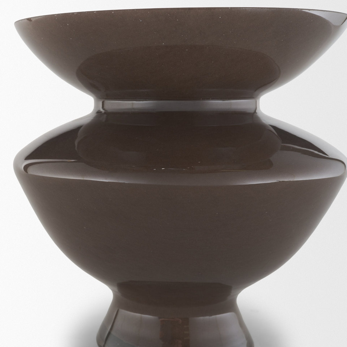 Bruna Wide Mouth Geometric Brown Glass Vase by Mercana at Eve Furniture