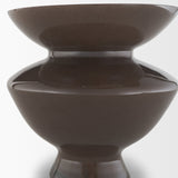 Bruna Wide Mouth Geometric Brown Glass Vase by Mercana at Eve Furniture