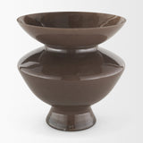Bruna Wide Mouth Geometric Brown Glass Vase by Mercana at Eve Furniture