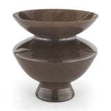 Bruna Wide Mouth Geometric Brown Glass Vase by Mercana at Eve Furniture