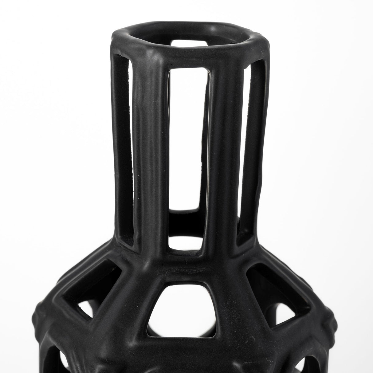 Brunel Large Black Drum-Shaped Ceramic Vase by Mercana at Eve Furniture