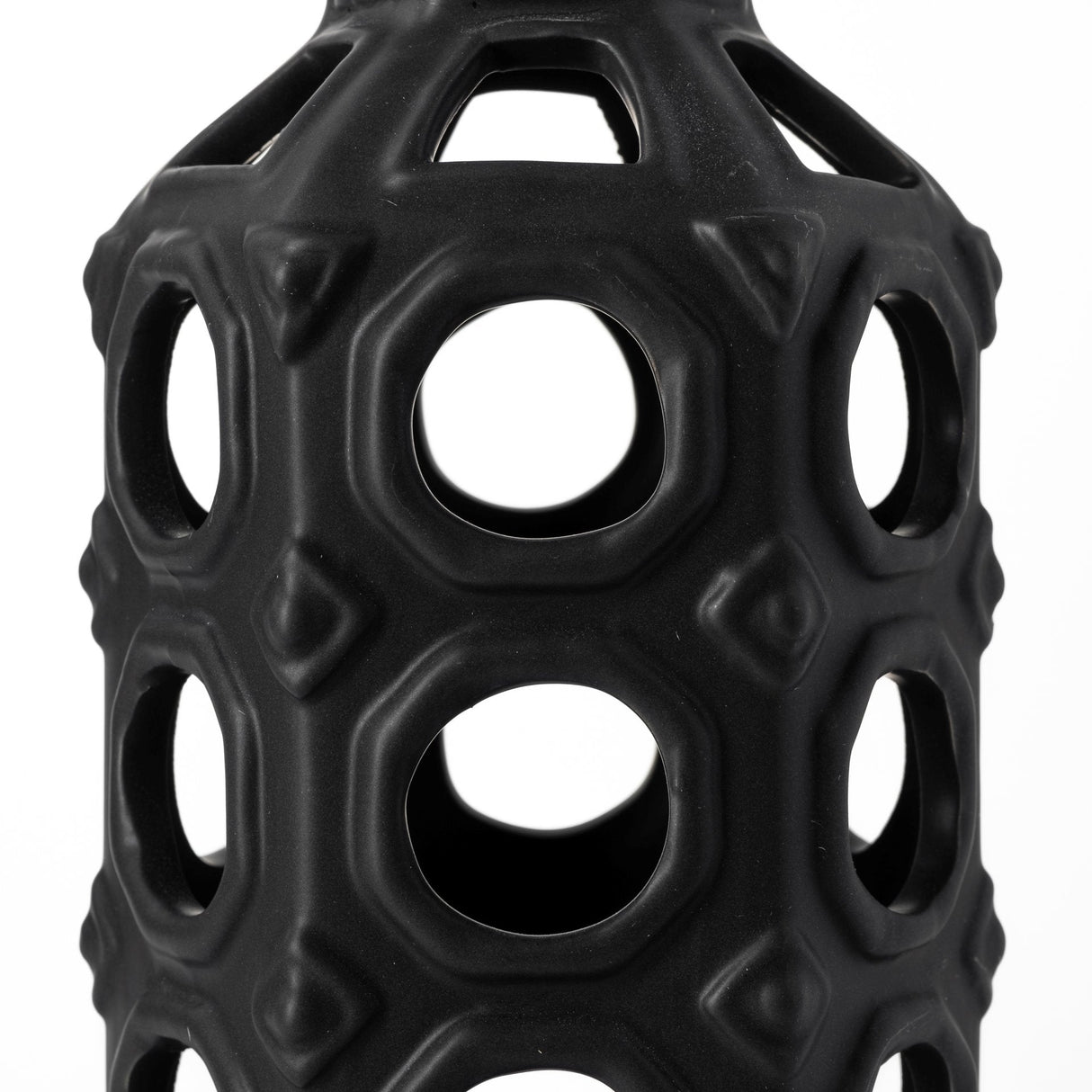 Brunel Large Black Drum-Shaped Ceramic Vase by Mercana at Eve Furniture