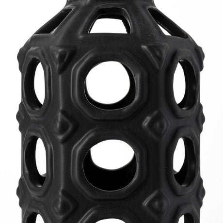 Brunel Large Black Drum-Shaped Ceramic Vase by Mercana at Eve Furniture