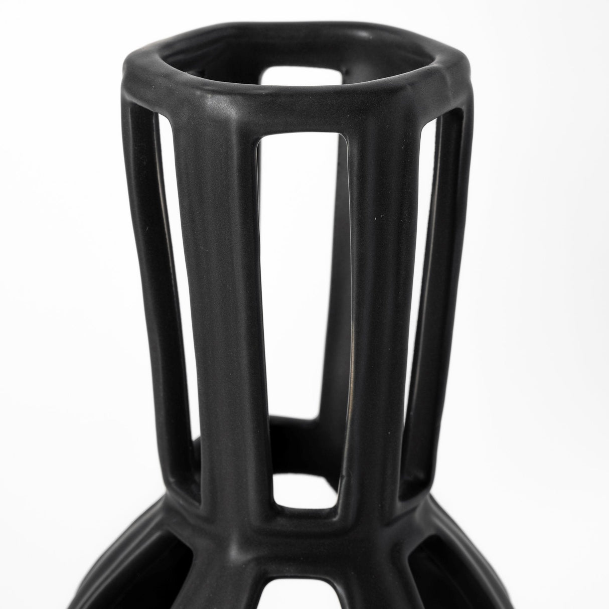 Brunel Small Black Drum-Shaped Ceramic Vase by Mercana at Eve Furniture