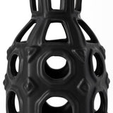 Brunel Small Black Drum-Shaped Ceramic Vase by Mercana at Eve Furniture