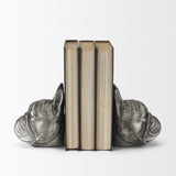 Bruno (Set of 2) 5L x 5W Silver American Bulldog Bookends by Mercana at Eve Furniture
