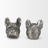 Bruno (Set of 2) 5L x 5W Silver American Bulldog Bookends by Mercana at Eve Furniture