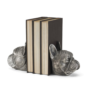 Bruno (Set of 2) Silver American Bulldog Bookends by Mercana at Eve Furniture
