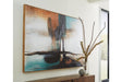Brunonia Teal/Orange/Black Wall Art by Ashley at Eve Furniture