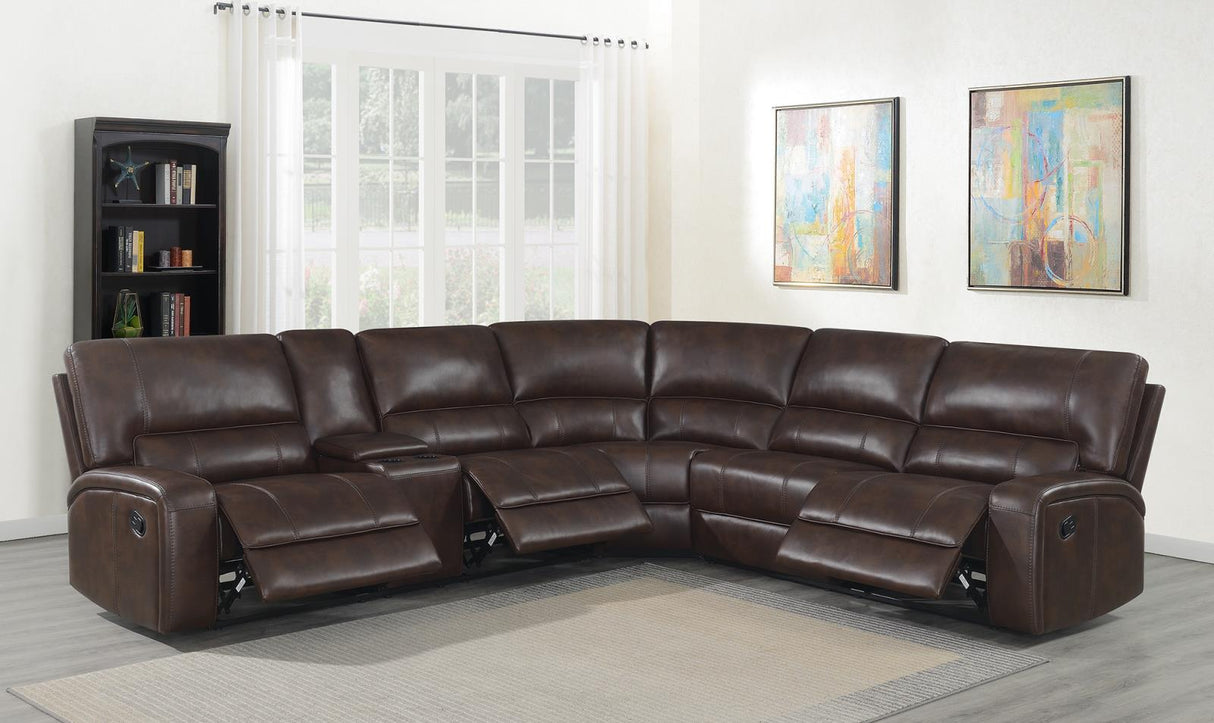 Brunson 3-Piece Upholstered Motion Sectional Brown