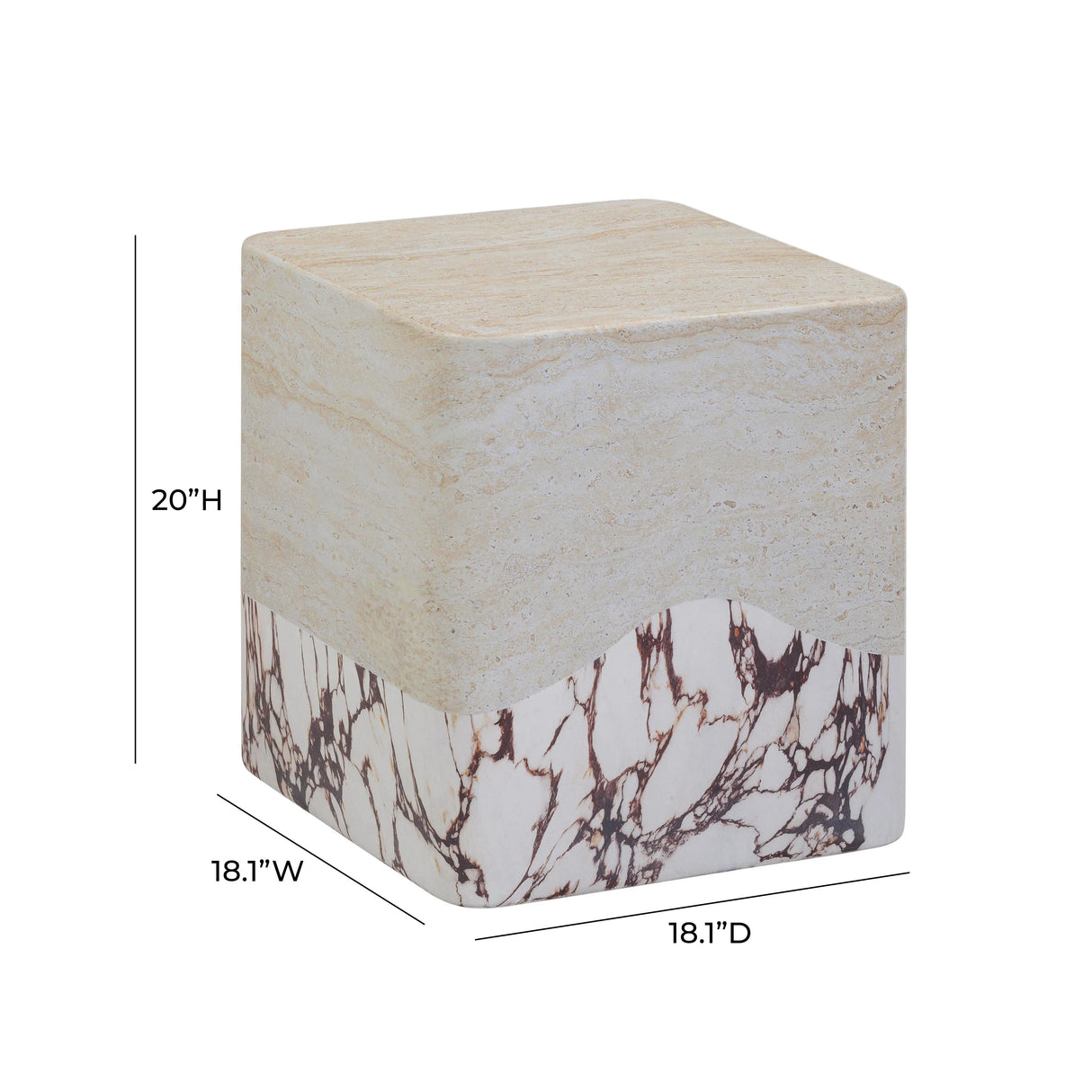 Brut Travertine & Breccia Concrete Indoor / Outdoor Side Table by TOV Furniture at Eve Furniture