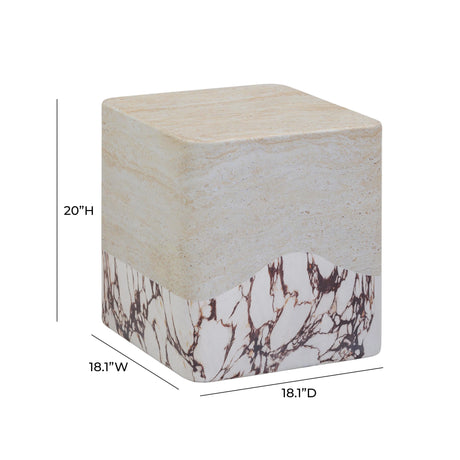 Brut Travertine & Breccia Concrete Indoor / Outdoor Side Table by TOV Furniture at Eve Furniture