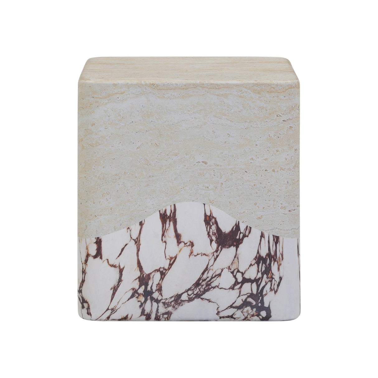 Brut Travertine & Breccia Concrete Indoor / Outdoor Side Table by TOV Furniture at Eve Furniture