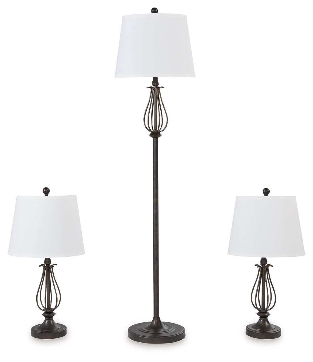 Brycestone Bronze Finish Floor Lamp with 2 Table Lamps