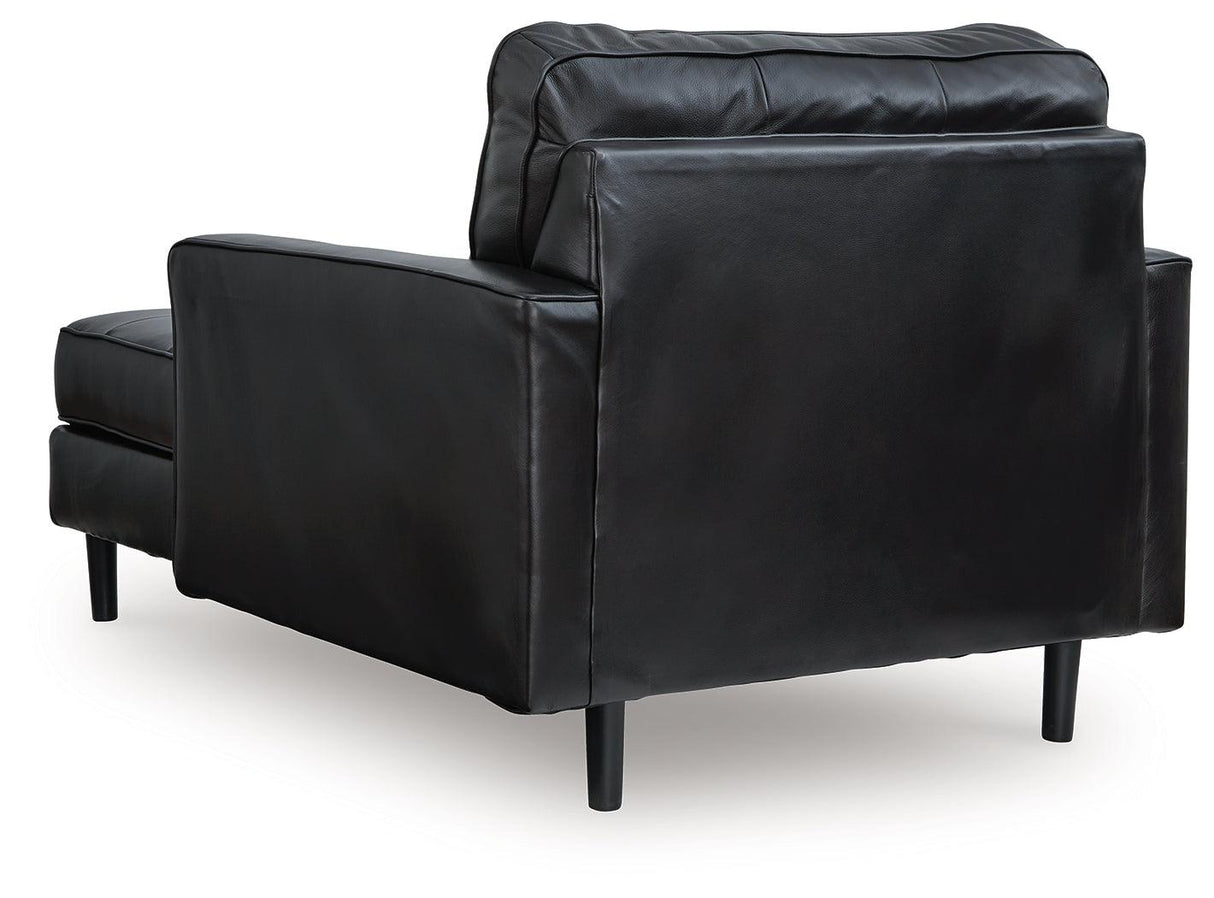 Bryceview Onyx Leather Chaise by Ashley at Eve Furniture