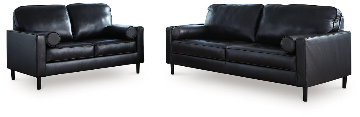 Bryceview Onyx Leather Sofa and Loveseat by Ashley at Eve Furniture