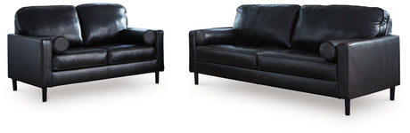 Bryceview Onyx Leather Sofa and Loveseat by Ashley at Eve Furniture