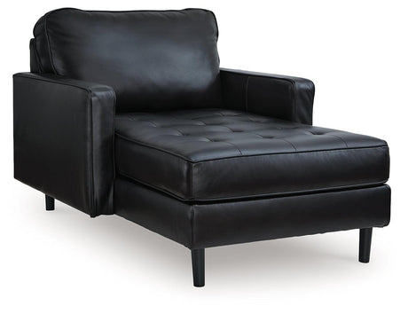 Bryceview Onyx Leather Chaise by Ashley at Eve Furniture