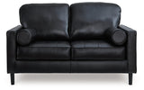 Bryceview Onyx Leather Loveseat by Ashley at Eve Furniture