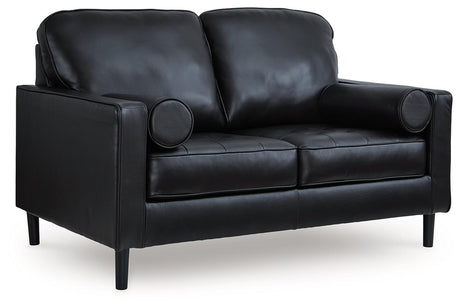 Bryceview Onyx Leather Loveseat by Ashley at Eve Furniture