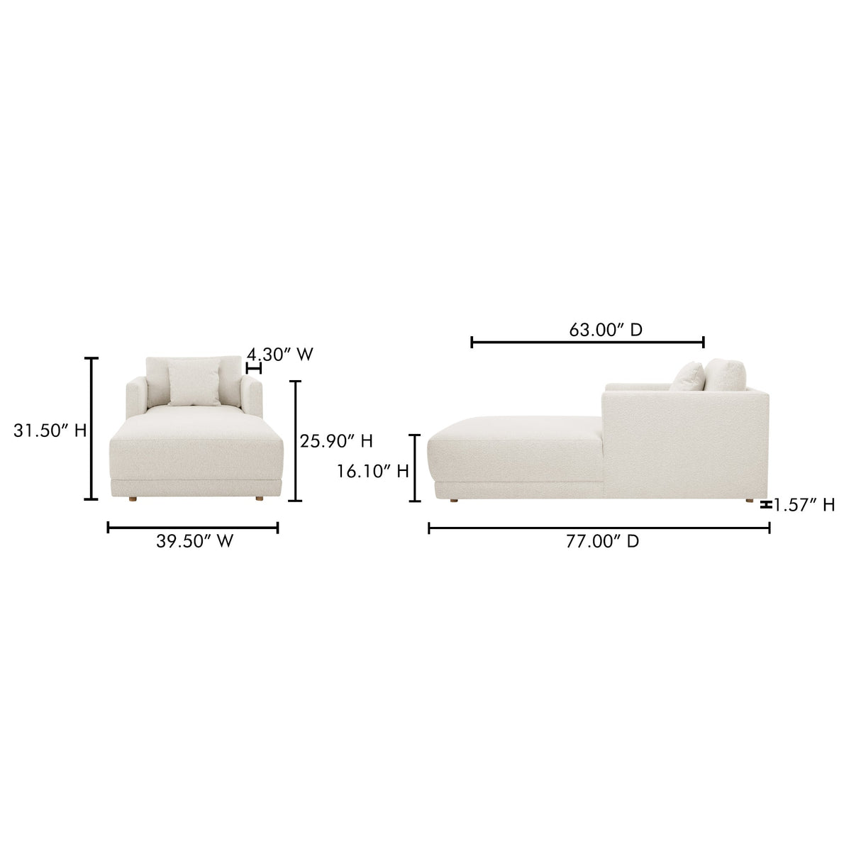 Bryn Oyster Chaise by Moe's Home at Eve Furniture