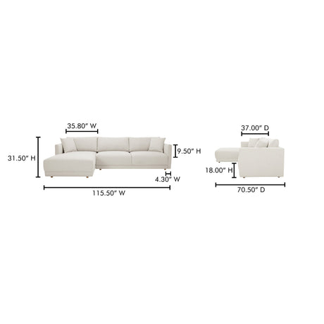 Bryn Oyster Left Sectional by MOES at Eve Furniture