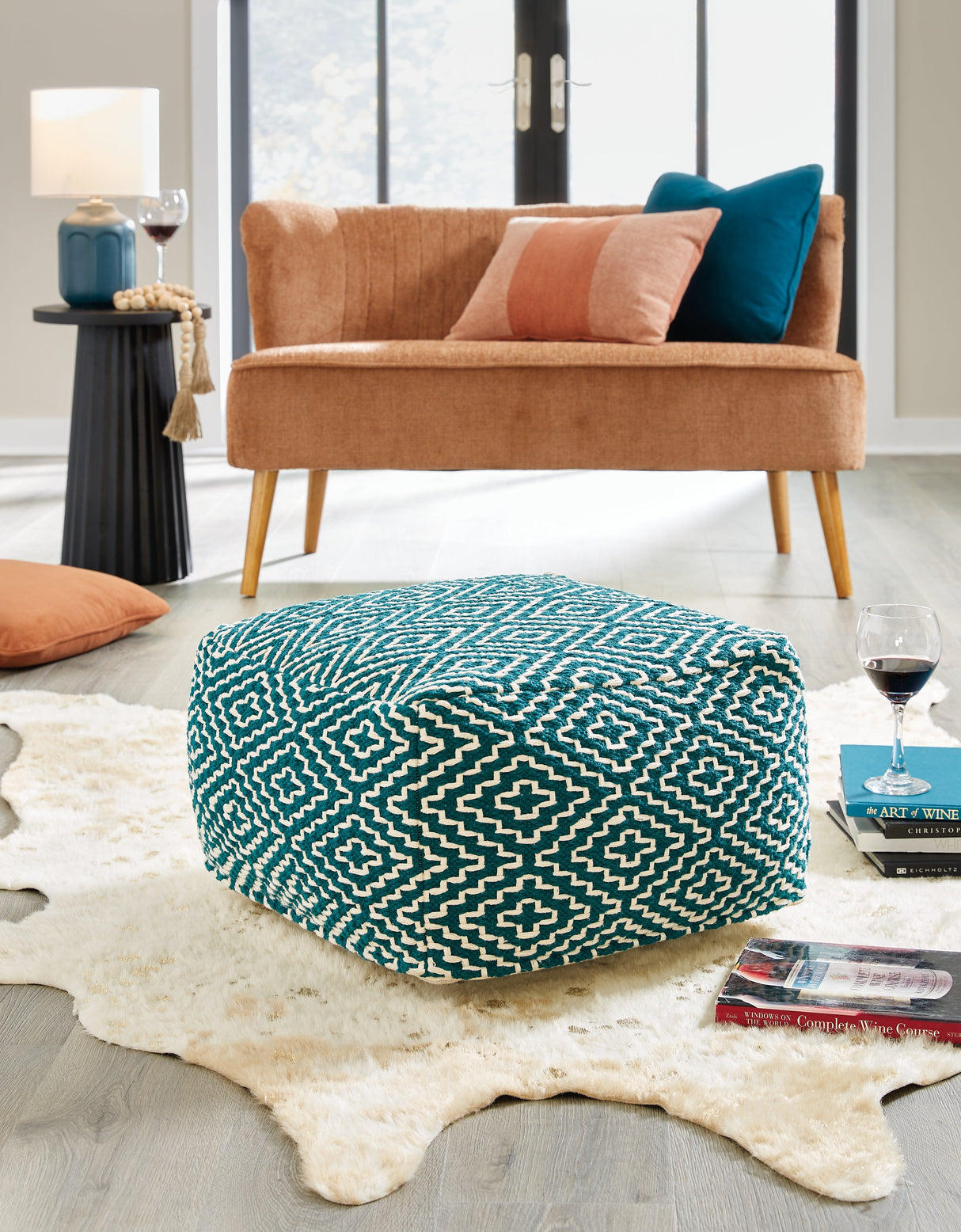 Brynnsen Teal/Ivory Pouf