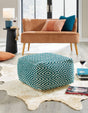 Brynnsen Teal/Ivory Pouf by Ashley at Eve Furniture