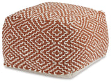Brynnsen Rust/Ivory Pouf by Ashley at Eve Furniture