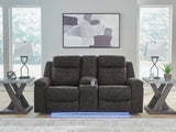 Brysonview Charcoal Reclining Loveseat with Console by Ashley at Eve Furniture