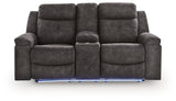 Brysonview Charcoal Reclining Loveseat with Console by Ashley at Eve Furniture