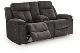 Brysonview Charcoal Reclining Loveseat with Console by Ashley at Eve Furniture