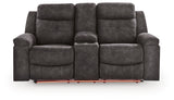 Brysonview Charcoal Reclining Loveseat with Console by Ashley at Eve Furniture
