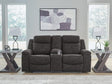 Brysonview Charcoal Reclining Loveseat with Console by Ashley at Eve Furniture