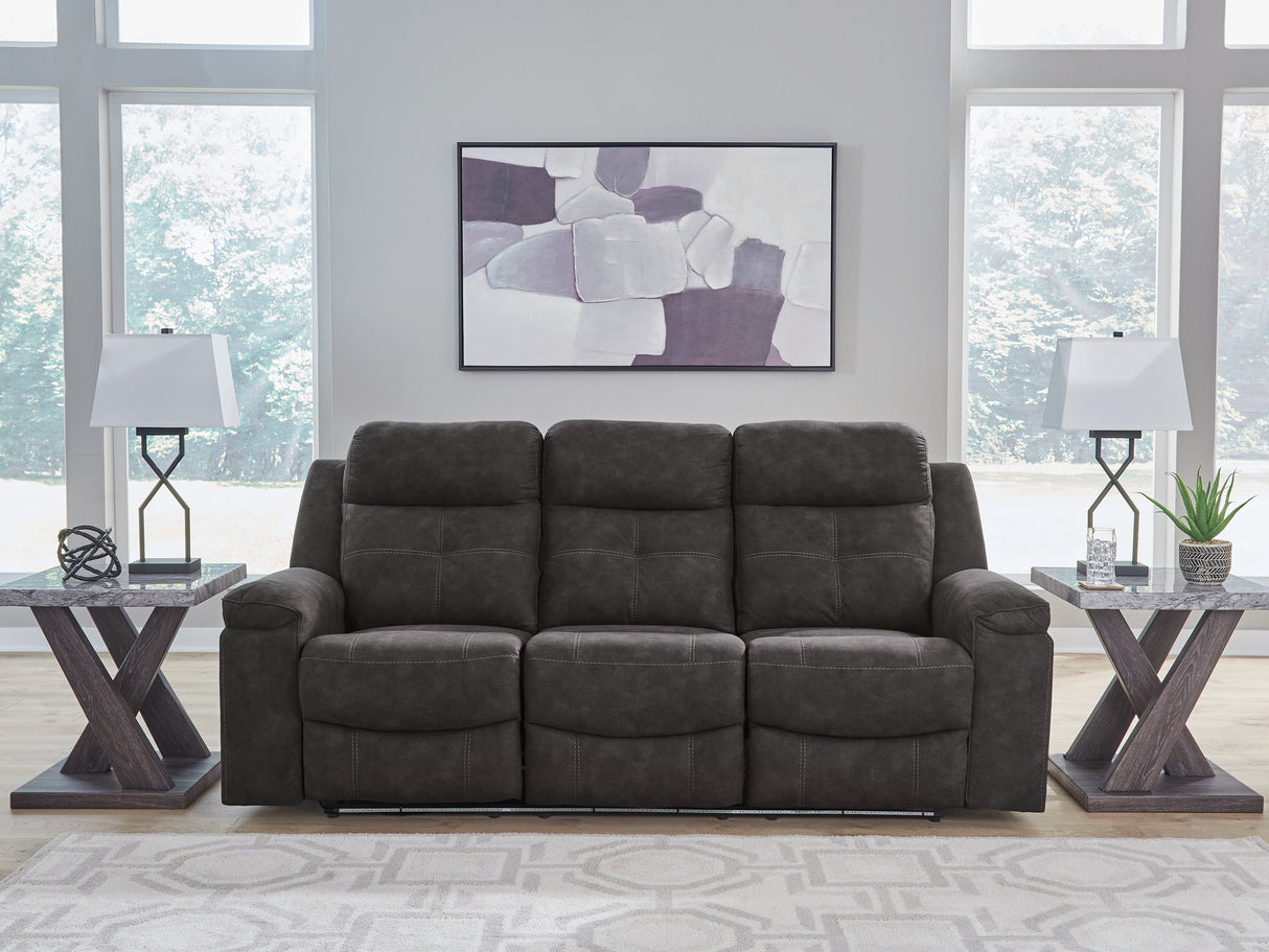 Brysonview Charcoal Reclining Sofa and Loveseat by Ashley at Eve Furniture