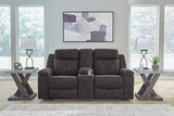 Brysonview Charcoal Reclining Sofa and Loveseat by Ashley at Eve Furniture