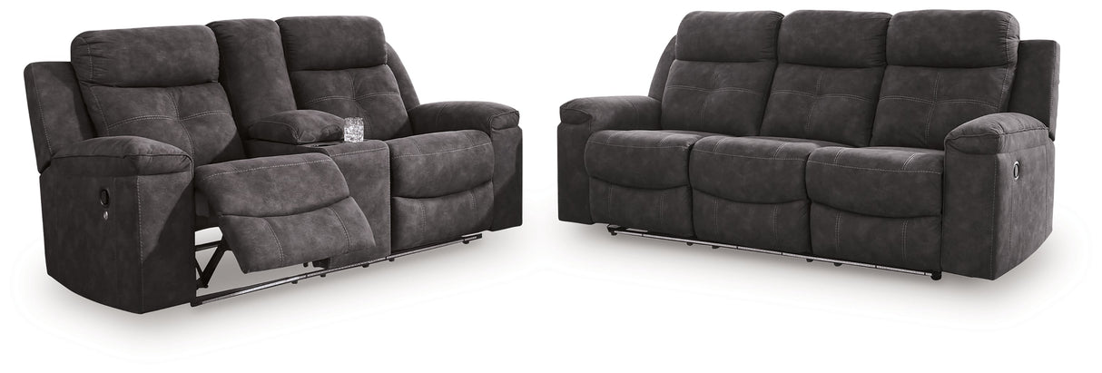 Brysonview Charcoal Reclining Sofa and Loveseat by Ashley at Eve Furniture