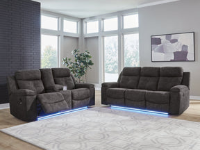 Brysonview Charcoal Reclining Sofa and Loveseat by Ashley at Eve Furniture