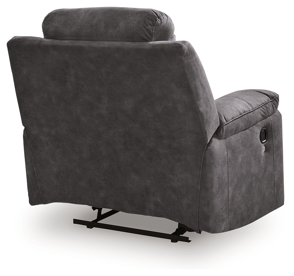 Brysonview Charcoal Zero Wall Recliner by Ashley at Eve Furniture