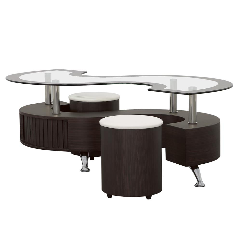 Buckley Cappuccino 3-Piece Coffee Table/Stools Set