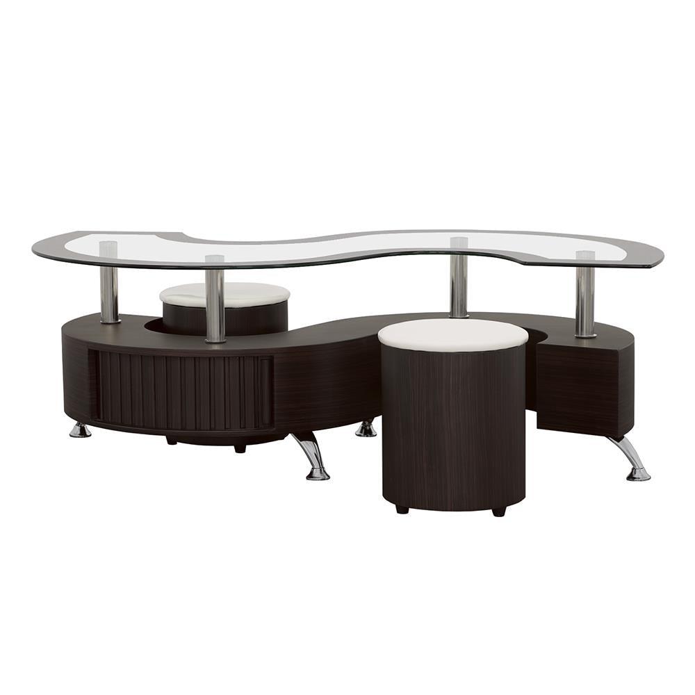 Buckley Cappuccino 3-Piece Coffee Table/Stools Set by Coaster at Eve Furniture
