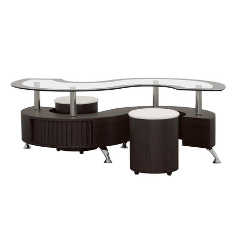 Buckley Cappuccino 3-Piece Coffee Table/Stools Set by Coaster at Eve Furniture