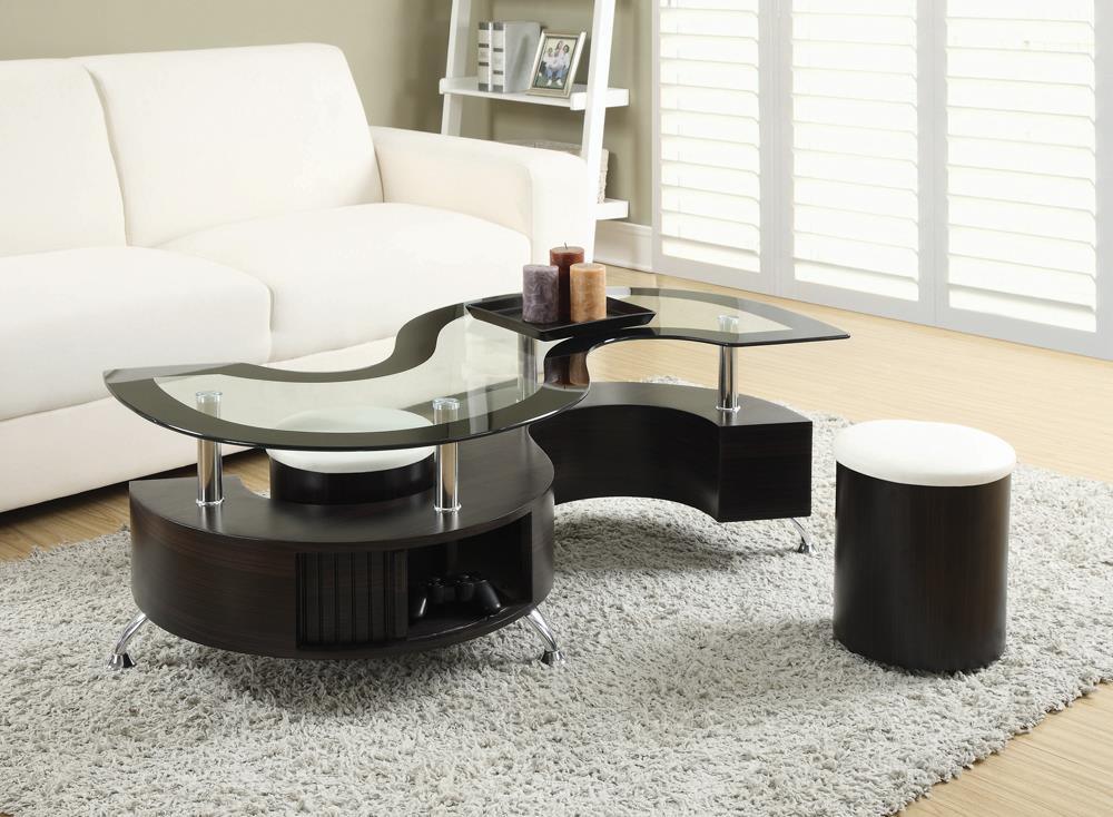 Buckley Cappuccino 3-Piece Coffee Table/Stools Set by Coaster at Eve Furniture