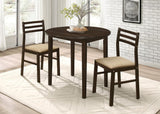 Bucknell Cappuccino/Tan 3-Piece Dining Set with Drop Leaf