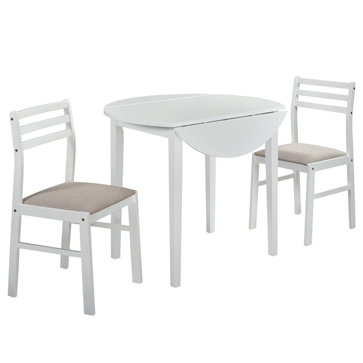 Bucknell White 3-Piece Round Drop Leaf Dining Room Set by Coaster at Eve Furniture